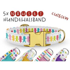 Nähset Hundehalsband - Multicolor People - M (ca. 28-38 cm Halsumfang)