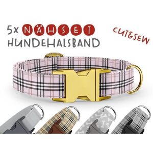 Nähset Hundehalsband - Schottenkaro - 5 Stück pro Set / 3...