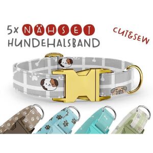 Nähset Hundehalsband - Tatzen & Knochen - XL (ca. 48-58 cm Halsumfang)