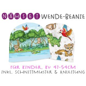 Nähset Wende-Beanie, KU 47-54cm, Im Regenwald,...