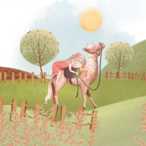 Bio-Jersey Panel, Frühling auf der Farm, pferd