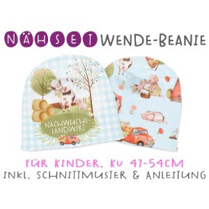 Nähset Wende-Beanie, KU 47-54cm, Frühling auf der Farm,...