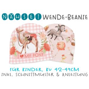 Nähset Wende-Beanie, KU 42-49cm, Frühling auf der Farm,...