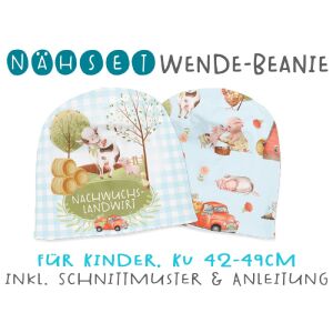 Nähset Wende-Beanie, KU 42-49cm, Frühling auf der Farm,...