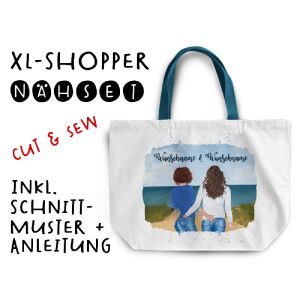 Nähset XL Shopper-Bag Frauen Paar am See, Wunschnamen +...