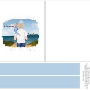 Nähset Tasche, Vater & Kind (Kleinkind) am Strand , Wunschnamen + Wunschfrisuren, Canvas