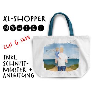Nähset XL Shopper-Bag, Vater & Kind (Kleinkind) am Strand...