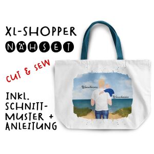 Nähset XL Shopper-Bag, Vater & Kind (Baby) am Strand ,...