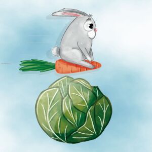 Bio-Jersey Panel, Bunny & Bear, flying bunny
