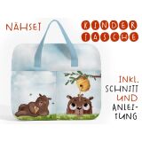 Nähset Hochw. Kindertasche Bunny & Bear, inkl. Schnittmuster + Anleitung, ägyptische Baumwolle