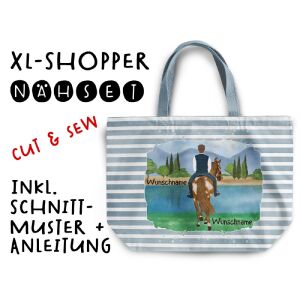 Nähset XL Shopper-Bag, Mann auf Pferd, Wunschnamen,...