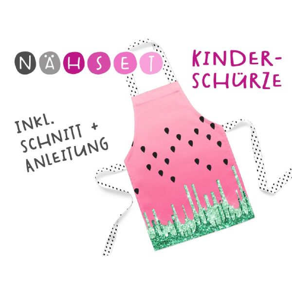 Nähset Kinder-Schürze, Watermelon, inkl. Schnittmuster + Anleitung