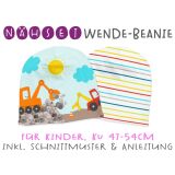 Nähset Wende-Beanie, KU 47-54cm, Fahrzeuge, baustelle, Bio-Jersey