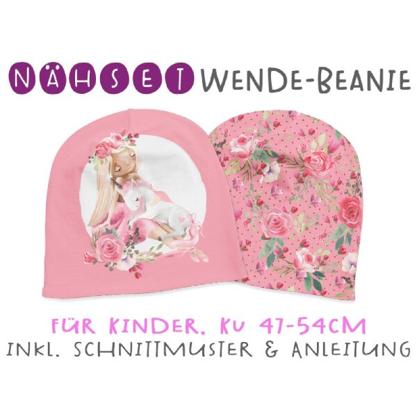 Nähset Wende-Beanie, KU 47-54cm, Kleine Ballerina, Bio-Jersey