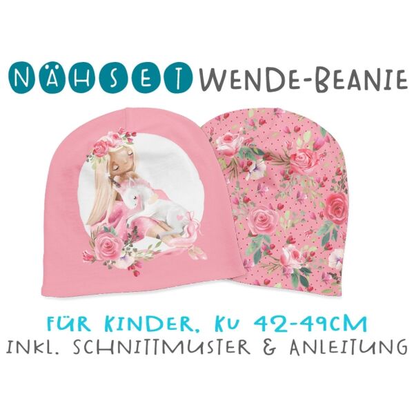 Nähset Wende-Beanie, KU 42-49cm, Kleine Ballerina, Bio-Jersey