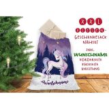Nähset XXL Riesen WUNSCHNAME Geschenke-Sack Weihnachtspony Weihnachtsabend, Canvas