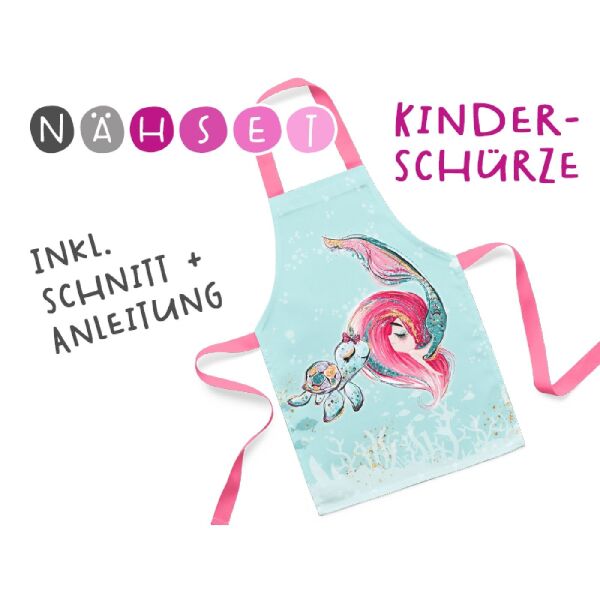 Nähset Kinder-Schürze, Meerjungfrau & Schildkröte, inkl. Schnittmuster + Anleitung