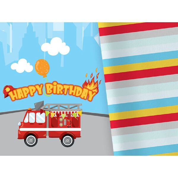 Bio-Jersey Panel + Kombistoff Happy Birthday Feuerwehr, 2 in 1