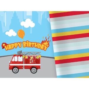 Bio-Jersey Panel + Kombistoff Happy Birthday Feuerwehr, 2...