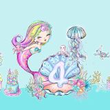 Bio-Jersey Panel + Kombistoff 4. Geburtstag mermaid Party - Meerjungfrauen, 2 in 1