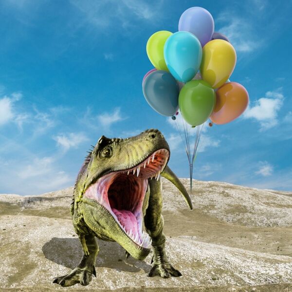 Bio-Jersey Panel + Kombistoff Happy Birthday Dinosaurier, 2 in 1
