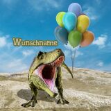 Bio-Jersey WUNSCHNAME Panel + Kombistoff Happy Birthday Dinosaurier, 2 in 1