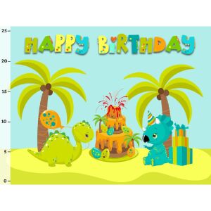 Bio-Jersey Panel + Kombistoff Happy Birthday Dino, 2 in 1