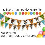 Nähset XL Wimpelkette Happy Birthday, 28 Wimpel, Monstertruck