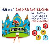 Nähset Geburtstagskrone mit WUNSCHNAME inkl. Jahreszahlen, Monstertruck Schnittmuster & Anleitung