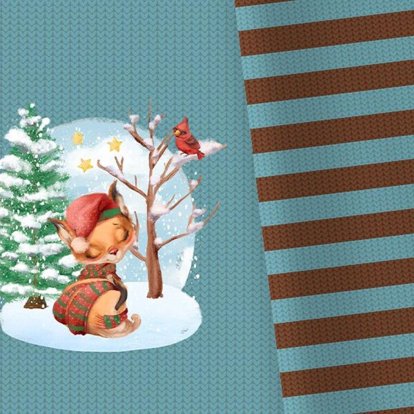 Bio-Sweat, PANEL + Kombistoff, fake Strick Christmas joy, türkis, perfekt passend
