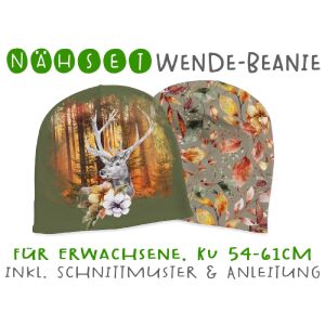 Nähset Erwachsenen Wende-Beanie, KU 54-61cm, Forest...
