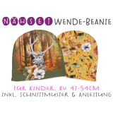 Nähset Wende-Beanie, KU 47-54cm, Forest Portraits, Hirsch, Bio-Jersey