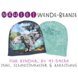 Nähset Wende-Beanie, KU 47-54cm, Forest Portraits, Eule,...