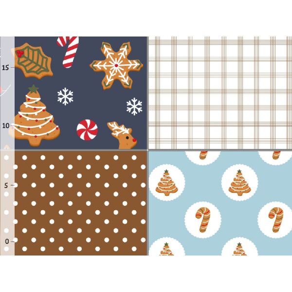 XL Patchworkpaket, 6 Designs, Weihnachtszeit, Stoffpaket Baumwolle, hochwertige Popeline