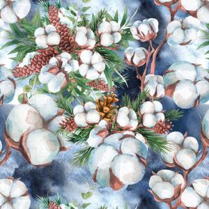 Bio-Sweat Winter Cotton, Blumen blau, Sommersweat
