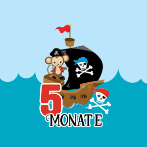 *SET* Bio-Jersey MONATS- Panel 1-12 Monate, Pirat Affe