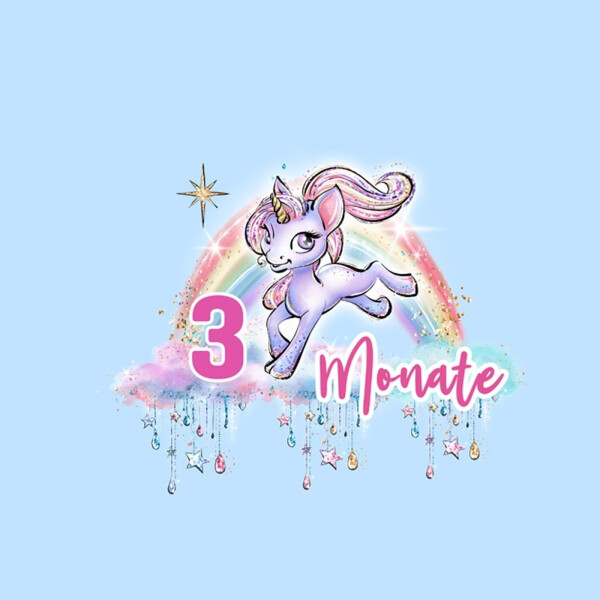 *SET* Bio-Jersey MONATS- Panel 1-12 Monate, Glitter unicorn dreams