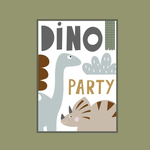 Bio-Jersey Panel + Kombistoff Scandi Kids 2, Dino Party, 2 in 1
