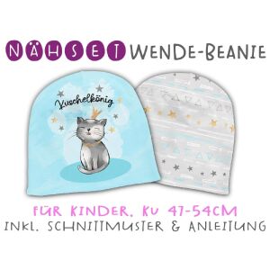 Nähset Wende-Beanie, KU 47-54cm, Cuddle Cats,...