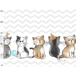 Bio-Jersey WUNSCHNAME Panel + Kombistoff Cuddle Cats, blau, 2 in 1