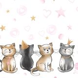 Bio-Jersey WUNSCHNAME Panel + Kombistoff Cuddle Cats, rosa, 2 in 1