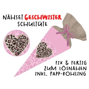 Nähset Geschwister-Schultüte Herz Leoparden Look, mit...