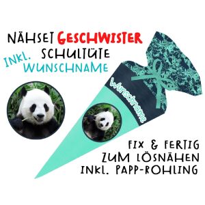 Nähset Geschwister-Schultüte WUNSCHNAME Panda mit...