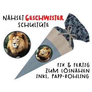 Nähset Geschwister-Schultüte Löwe, mit Rohling, ohne...