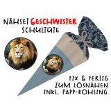 Nähset Geschwister-Schultüte Löwe, mit Rohling, ohne Wunschname