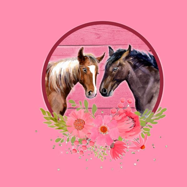 Bio-Jersey, PANEL + Kombistoff für Schultüte Pferde & Blumen