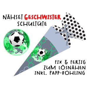 Nähset Geschwister-Schultüte Fussball Grafisch,...
