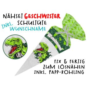 Nähset Geschwister-Schultüte WUNSCHNAME Dino mit Rohling,...