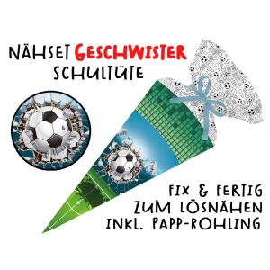 Nähset Geschwister-Schultüte Fussballfeld, mit Rohling,...