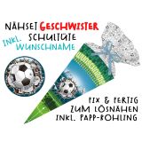 Nähset Geschwister-Schultüte WUNSCHNAME Fussballfeld mit Rohling, mit Wunschname